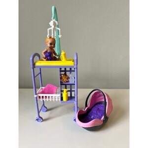 Barbie Nursery Changing Table Infant Baby Room Newborn Dolls with Car Carrier